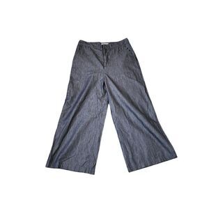Kika Vargas Wide Legged Cropped Pants Scalloped Cut Pockets Womens 6 Gray